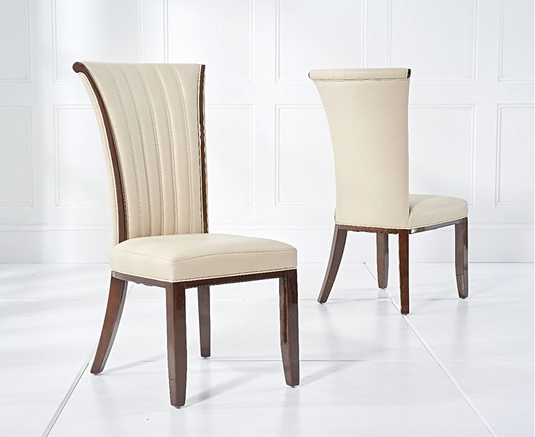 Almeria Cream Leather Dining Chair, Cream Parsons Dining Chairs