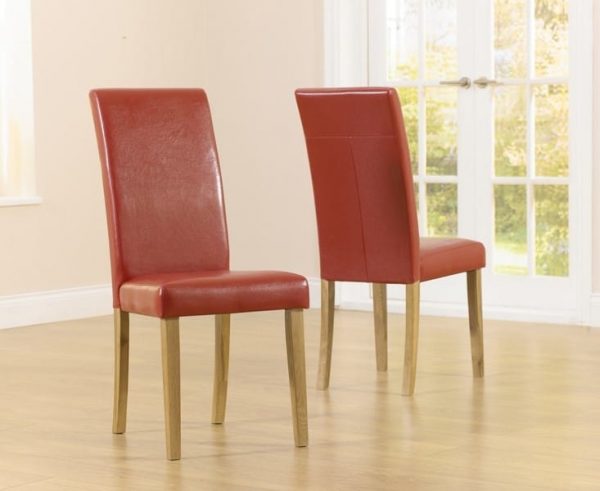 Atlanta Red Faux Leather And Solid Oak Dining Chair