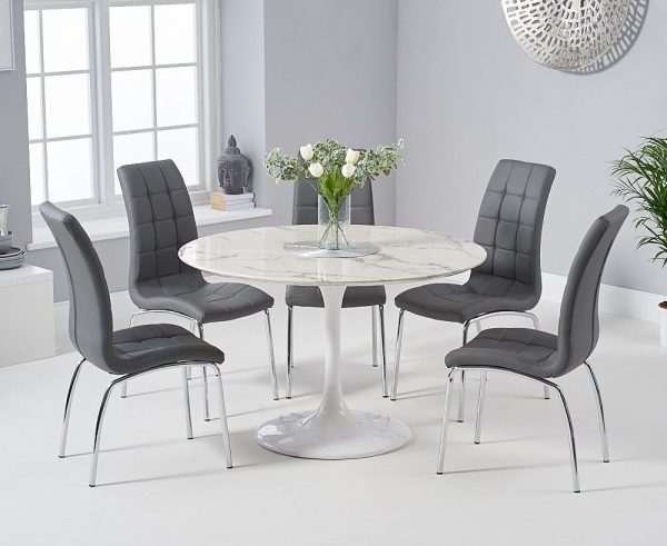 brittney 120cm white dining table with grey california chairs wr1 1