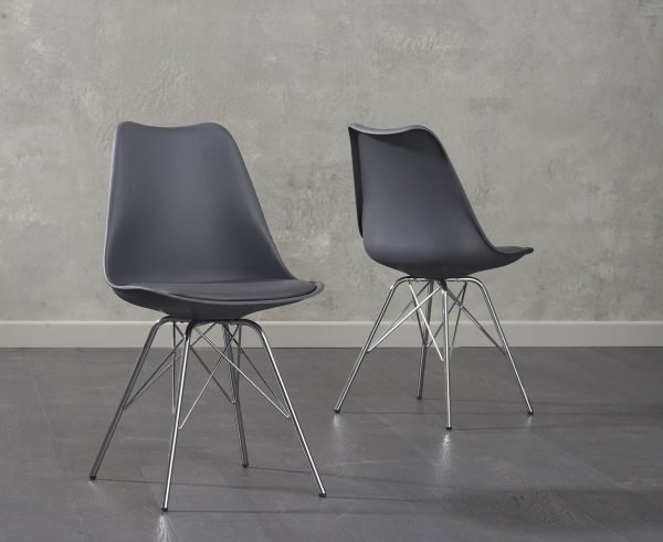 calabasus dark grey faux leather chrome leg dining chairs   pt33257 6  1