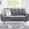 Caren Grey Velvet 2 Seater Sofa