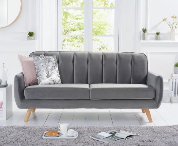 caren grey velvet 3 seater sofa   pt32976 wr1