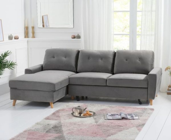 carlotta grey velvet left hand facing chaise sofa bed   pt33065 wr2
