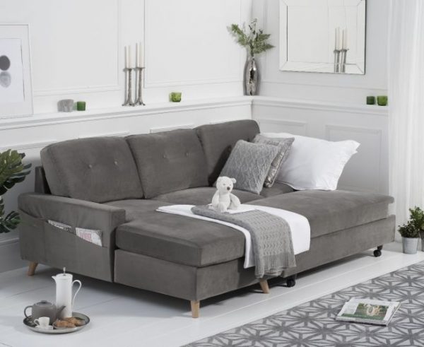 carlotta grey velvet left hand facing chaise sofa bed   pt33065 wr3