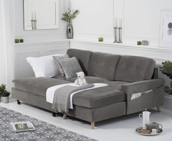 carlotta grey velvet right hand facing chaise sofa bed   pt33066 wr3