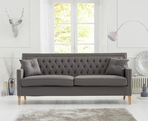 casa bella 3 seater grey fabric sofa   pt28019 3