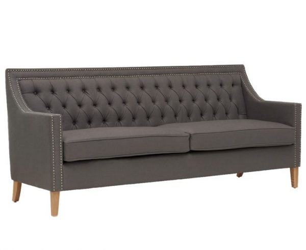 casa bella 3 seater grey fabric sofa   pt28019 side