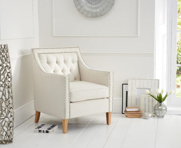 casa bella ivory fabric chair   pt28014