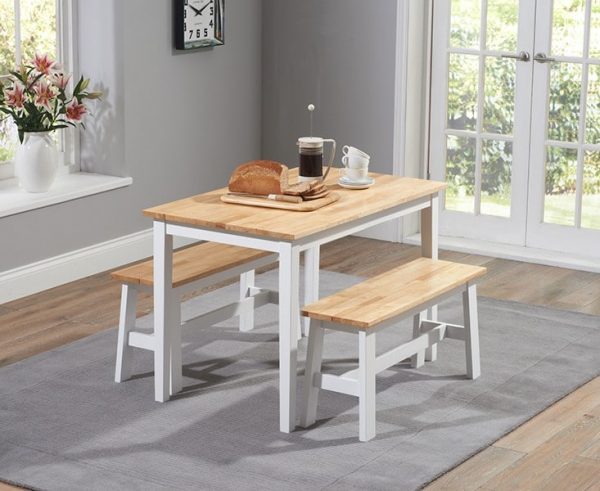 chichester 115cm oak white dining table 2 benches   pt31127 pt31035 1