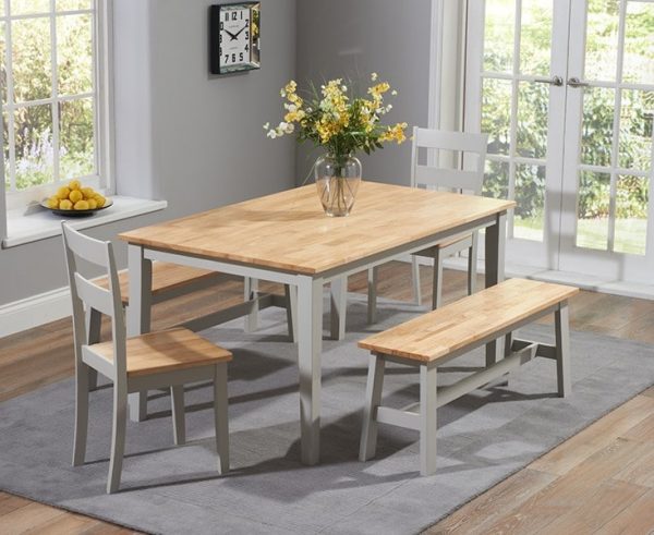 chichester 150cm oak grey dining table 2 chairs 2 benches   pt31116 pt31122 pt31120 1 1