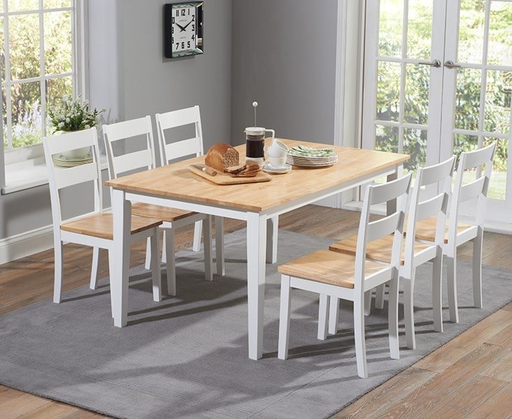 White Dining Table With 6 Chairs, White Oak Dining Room Table And Chairs