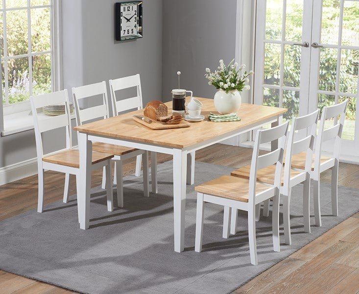 Chichester 150cm Oak & White Dining Table With 4 Dining Chairs