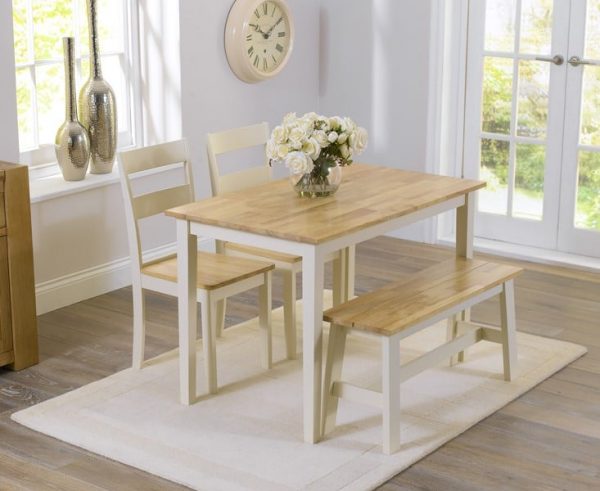 chichester oak cream dining table 2 chairs 1 bench   pt30016 pt30017 pt30018 1