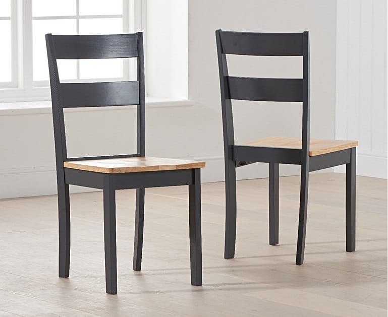 Chichester Solid Hardwood & Painted Dining Chairs Oak & Dark Grey