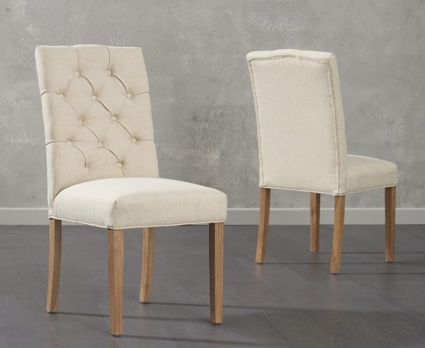 Clarissa Beige Fabric Dining Chairs (Pair)