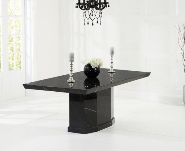 Como 200cm Black Marble Dining Table