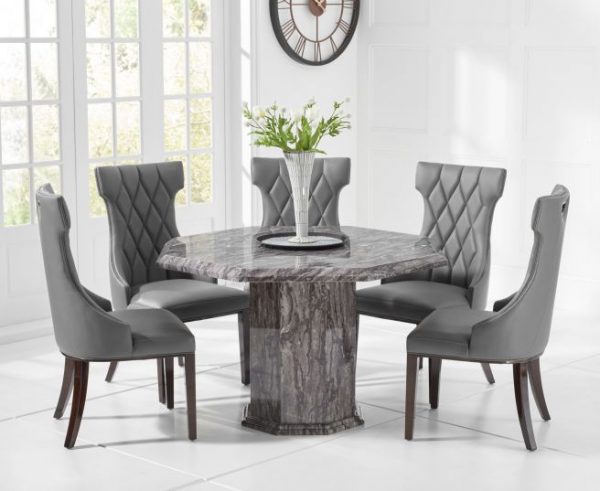 coruna octagonal grey dining table with fredo chairs wr2 1