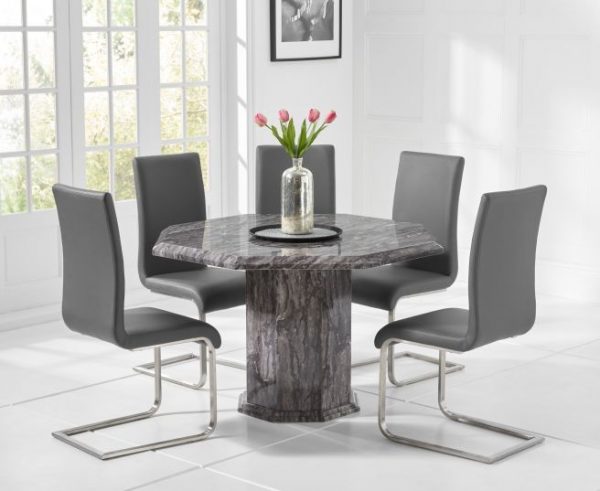 coruna octagonal grey dining table with malibu chairs wr1 1