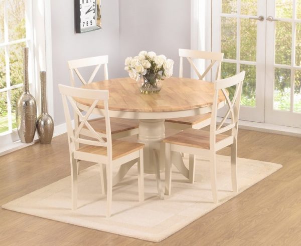 elstree 120cm cream oak dining table chairs   pt30081 pt30082 1