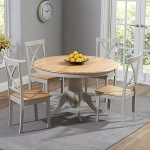 Elstree 120cm Oak And Grey Round Dining, Round Dining Table Set For 4 Under 300
