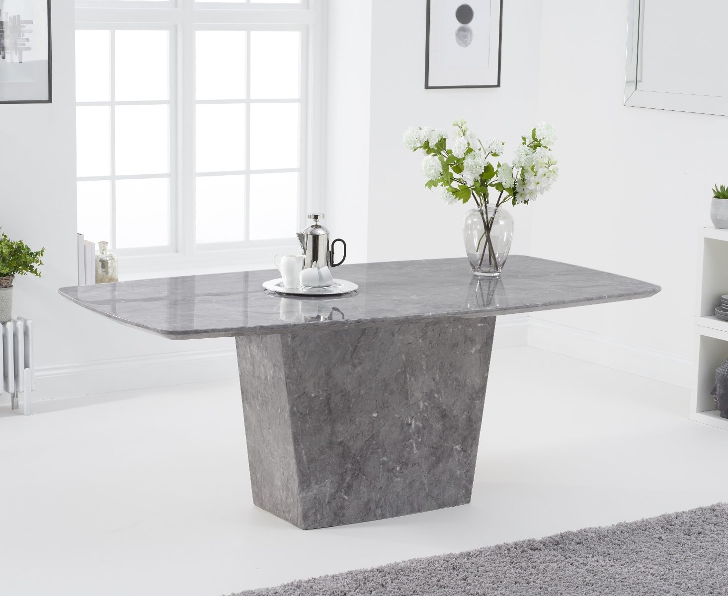 Fariah 200cm Light Grey Marble Dining Table - Shop Now