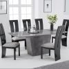 Fariah 200cm Light Grey Marble Dining Table withRivilino Black Dining Chairs