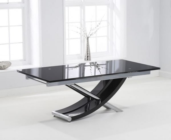 hanover 210cm glass extending dining table   pt32031 closed