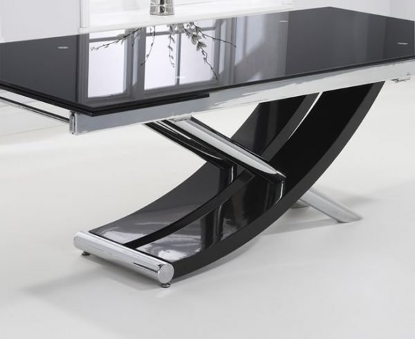 hanover 210cm glass extending dining table   table leg