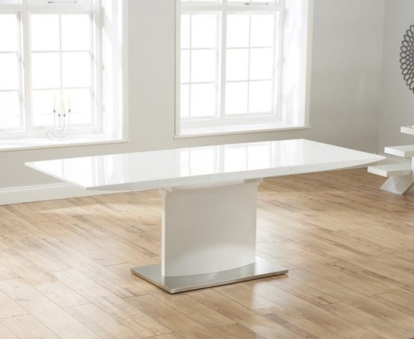 Hayden 160cm White High Gloss Extending Dining Table