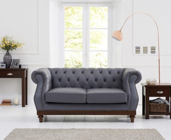 highgrove 2 seater grey leather sofa   pt28002