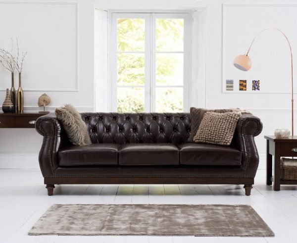 Highgrove Brown Leather 3 Seater Sofa