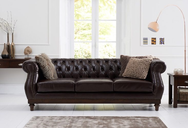highgrove 3 seater brown leather sofa   pt28001 2