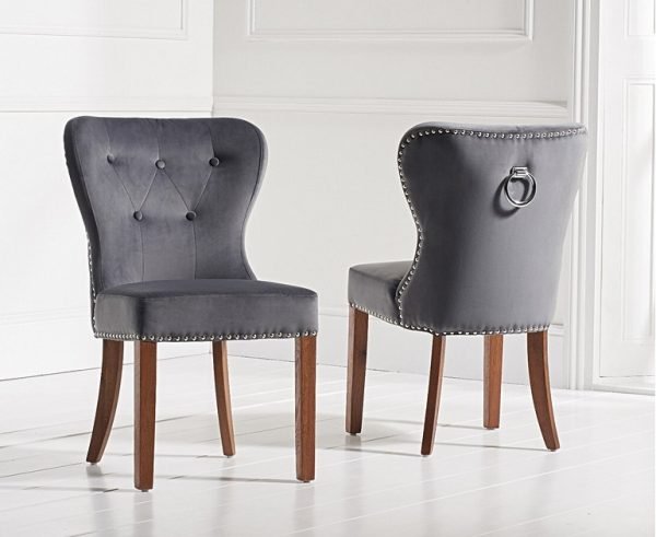 kalim grey plush dark oak leg chairs pair   pt30243 wr1 1