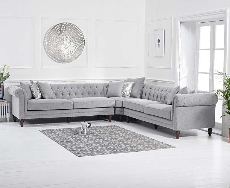 Lauren Grey Linen 2 Corner Sofa, Linen Corner Sofa Bed