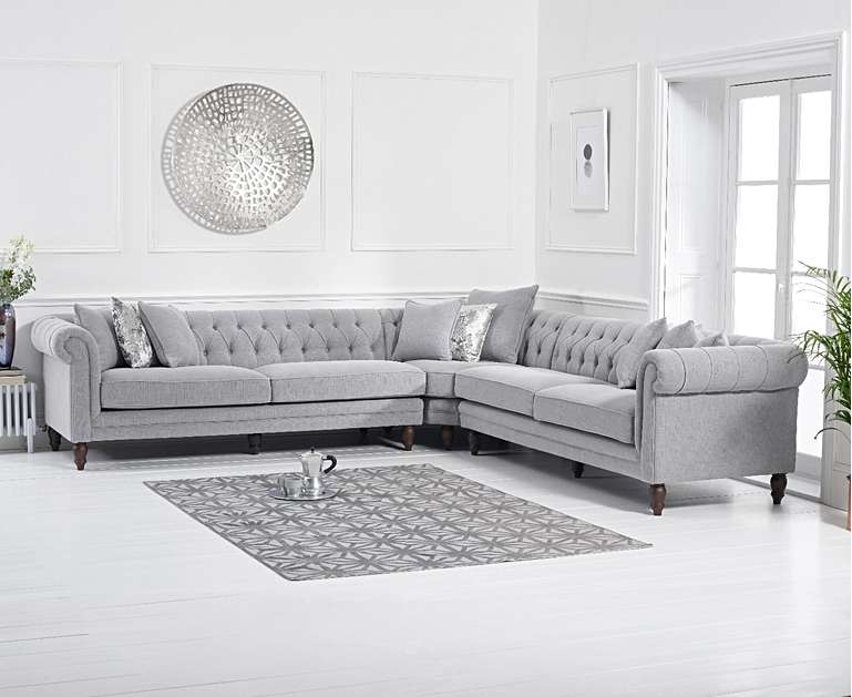 Lauren Grey Linen 2 Corner Sofa Only Oak Furniture Lauren Grey Linen 2 Corner Sofa, Linen Corner Sofa Bed