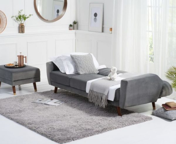 leslie grey velvet sofa bed   pt32980 wr3