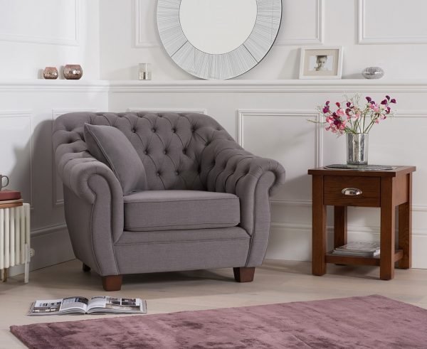 Liv Chesterfield Grey Fabric Armchair