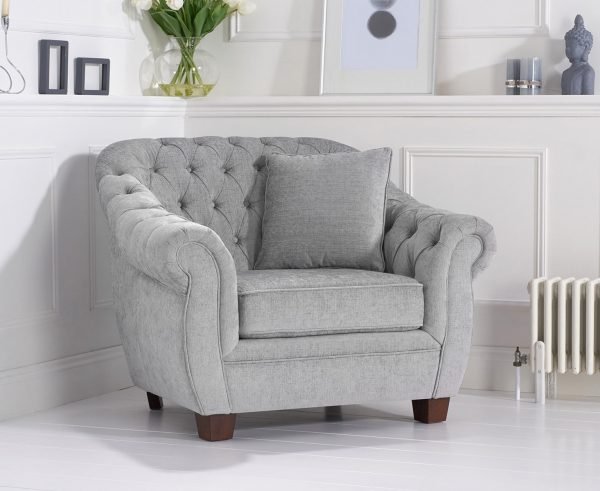 Liv Chesterfield Grey Plush Armchair