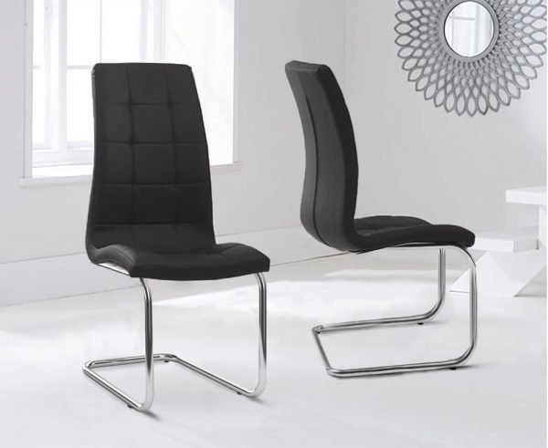 lucy hoop leg black pu leather dining chairs pair   pt32451 wr 1