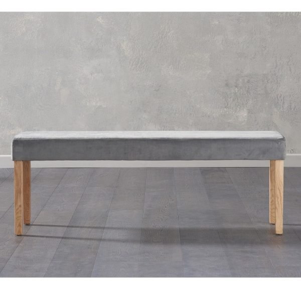 maiya large grey plush bench   pt32817 1