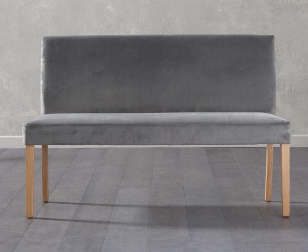 maiya large grey plush bench with back   pt32816 1  1