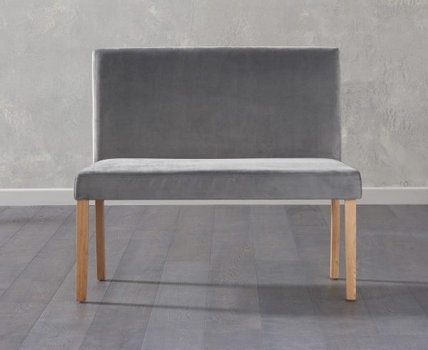 maiya small grey plush bench with back   pt32818 1  1