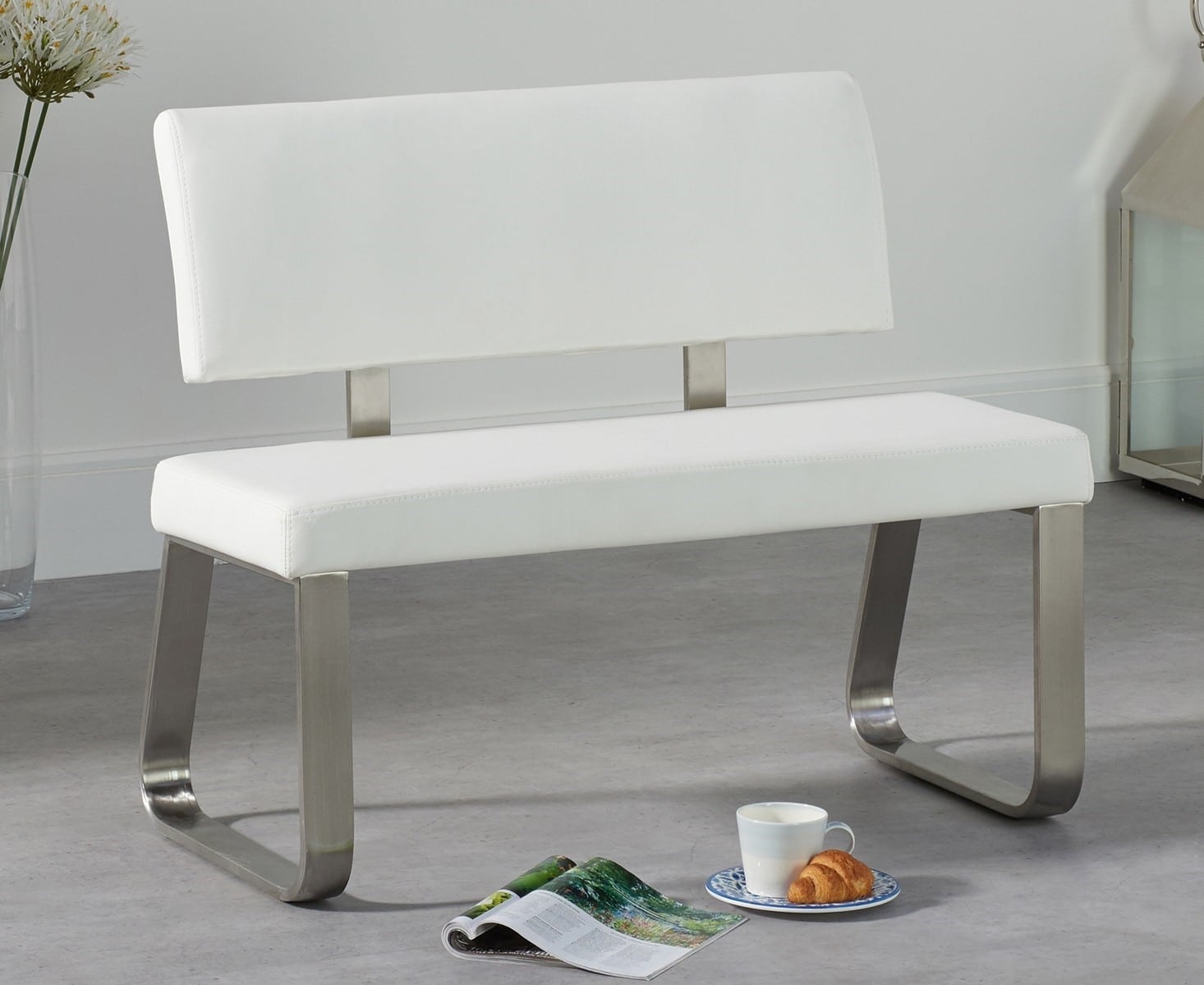 Malibu Small White Bench With Back - Only Oak Furniture