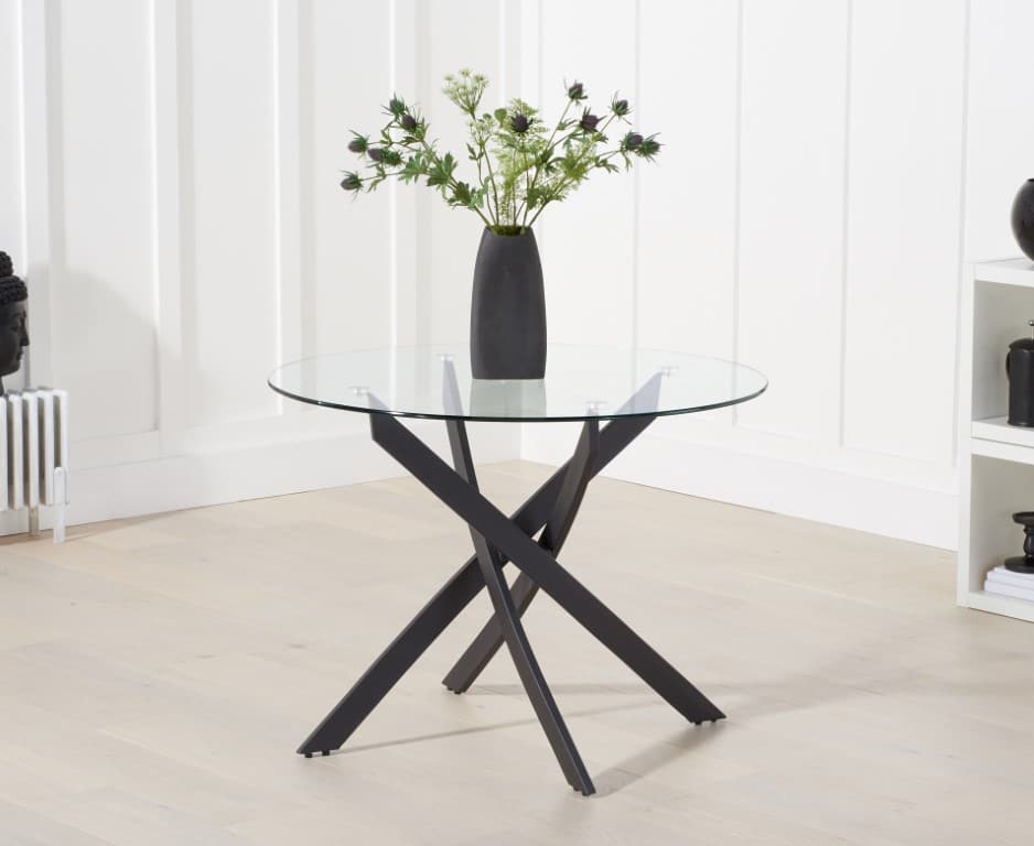 Marina 100cm Glass Dining Table Free, Round Glass Dining Table 100cm
