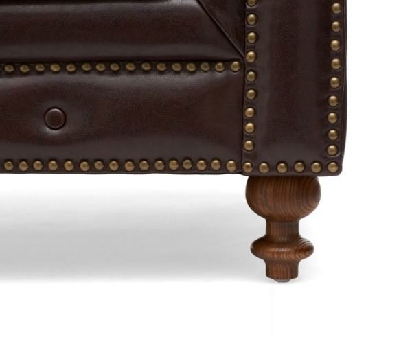 montrose 2 seater brown leather sofa   leg studwork 1