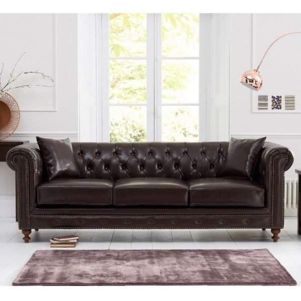 montrose 3 seater brown leather sofa   pt28013 2