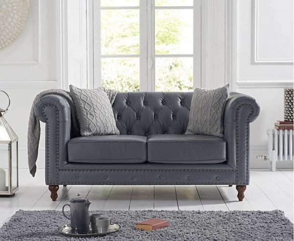 montrose grey leather 2 seater sofa  pt30264 wr1