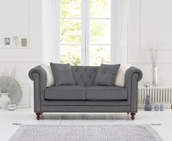 montrose grey linen fabric 2 seater sofa   pt32148
