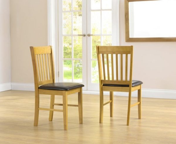 Alaska Solid Hardwood Dining Chairs With Brown Pu Seat