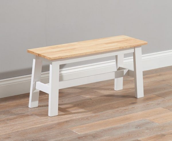 pt31035   chichester   solid hardwood painted small bench   oak white to go with 115cm table  1